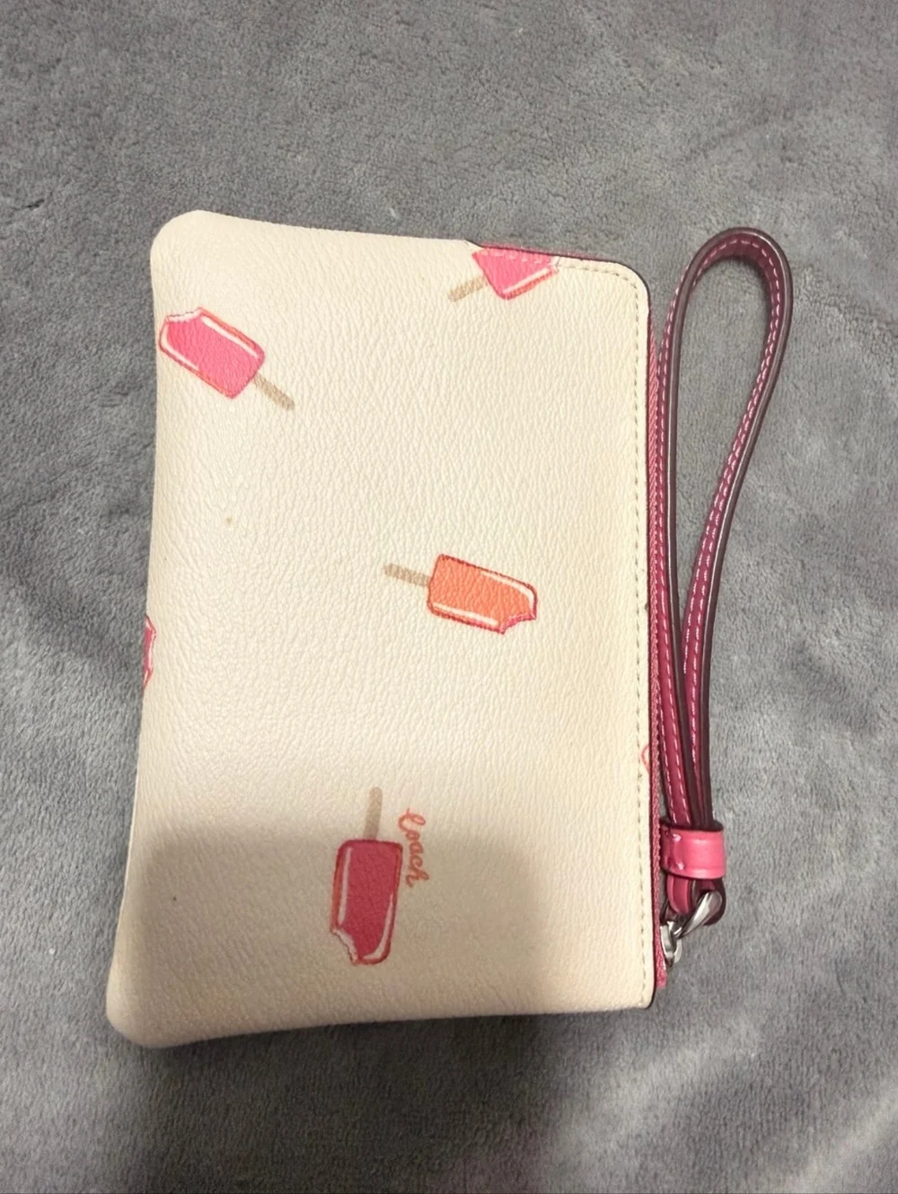 Coach Cream Wristlet with Pink Popsicle Print - Picture 3 of 3